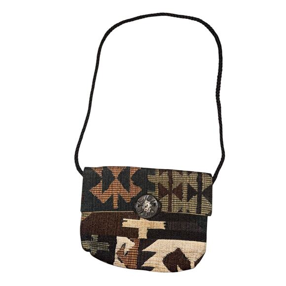 Kokopelli Tapestry Crossbody Purse Bag Southwestern Geometric Western Aztec - Picture 4 of 8